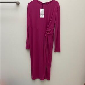 Zara Elegant Pink  Long Sleeve Dress